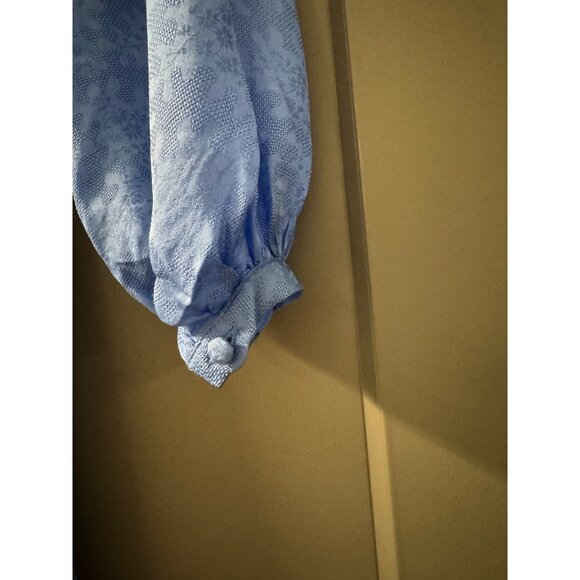 Rebecca De Ravenel Blue Long-Sleeve Jacquard Maxi Dress With Twist Knot Detail S - Picture 7 of 8